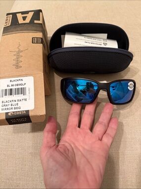 Costa Blackfin Matte Gray Frame with Blue Mirrored Lenses